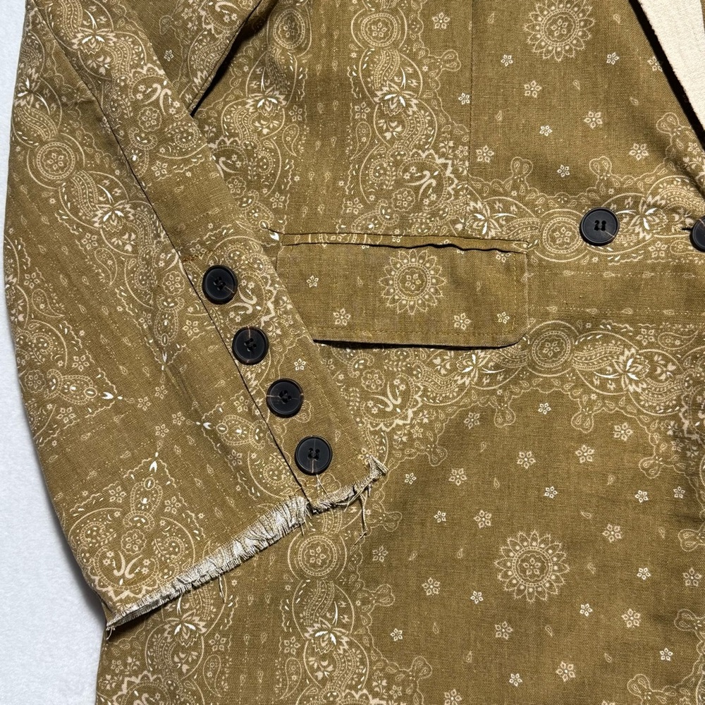 POL Olive Green Paisley Mixed Media Western Blazer Jacket Women’s Size L - Picture 8 of 15